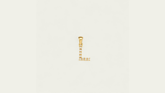 Charm Lettre "L"  avec perles Nacrées, doré ( chaine offerte )